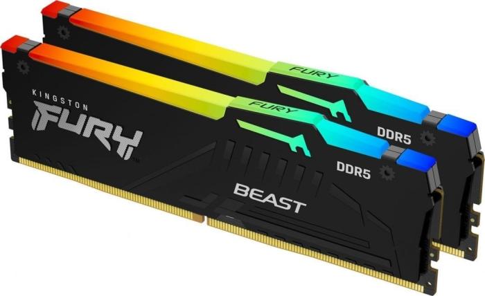DDR5 64GB (2x32GB) 6000 MHz Kingston Fury Beast Black RGB EXPO CL30 30-36-36 1.4V [KF560C30BBEAK2-64]