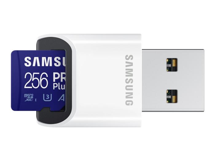 Secure Digital 256GB Samsung Micro SDXC Pro Plus Class 10 UHS-I U3 A2 + czytnik (160/120MB/s) [MB-MD256KB/WW]