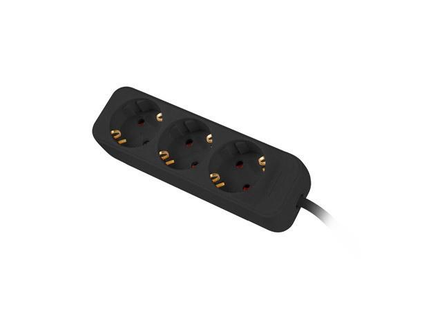Lanberg PS0 Schuko (1.5m) czarny (3 gniazda bez wyłącznika) [PS0-03F-0150-BK]