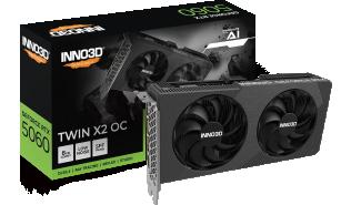 GeForce RTX5060 Inno3D 8GB GDDR7 Twin X2 OC V2 [N50602-08D7X-195071N] (1xHDMI 2.1b, 3xDP 2.1b) (128-bit, PCIe 5.0)