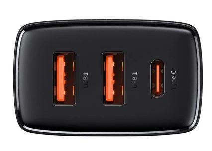 Baseus Quick Charge 3.0 PD uniwersalna ładowarka (zasilacz) sieciowa 230V / 2xUSB, 1xUSB-C (max. 5V 3A 30W) [CCXJ-E01]