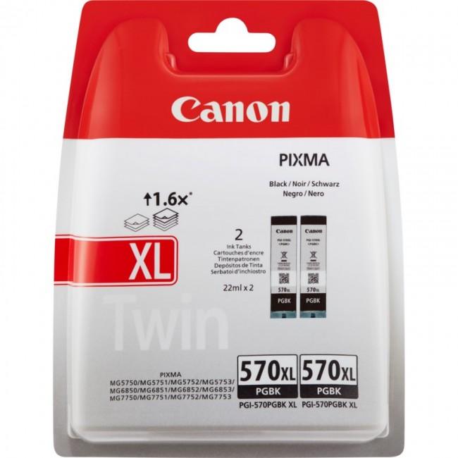 PGI-570PGBKXL (0318C007) Twin - czarny, oryginalny wkład z atramentem Canon, 22 ml (Canon PIXMA MG 5750, 6850, 7750, 6850, TS 5050, 5055, 6050, 8050, 9050)