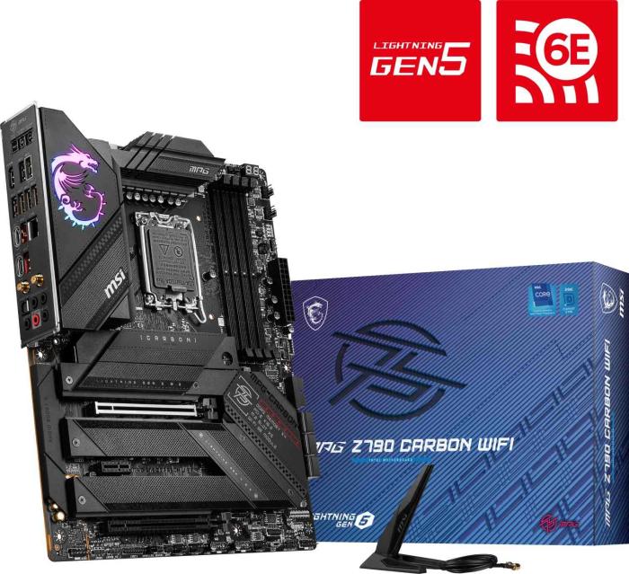 MSI MPG Z790 CARBON WIFI (Intel Z790) [S1700, 4xDDR5 do 7600MHz, (HDMI 2.1) (5xM.2, 1xPCIe 5.0 x16, 1xPCIe 4.0 x4, 1xPCIe 3.0 x1), WiFi 6E, ATX]
