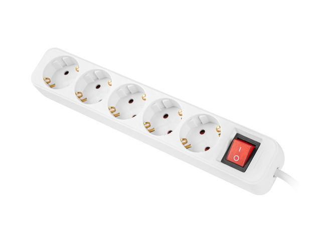 Lanberg PS1 Schuko (3.0m) biały (5 gniazd z wyłącznikiem) [PS1-05F-0300-W]