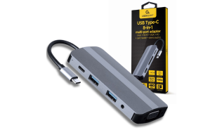 Gembird USB-C (1xUSB-C, 2xUSB 3.1, 1xVGA, 1xHDMI, 1xczytnik kart, 1xAudio) [A-CM-COMBO8-02]