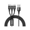 Baseus 3w1 kabel ładowania i transmisji (3A) USB micro, Lightning, USB-C (M) / USB (M) (1.2 m) (czarny) [CAMLT-SU01]