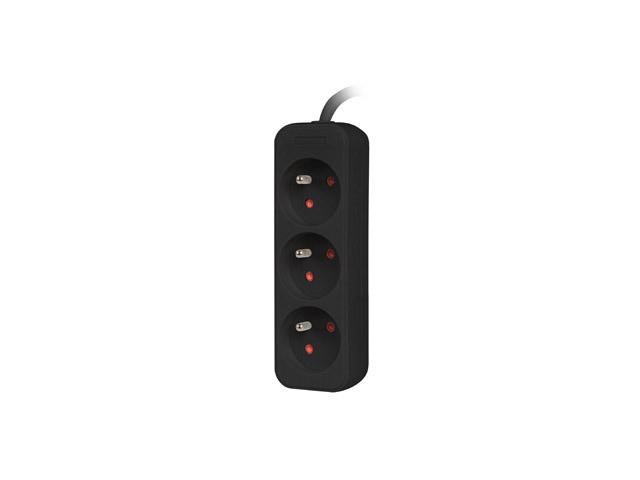 Lanberg PS0 PL (3.0m) czarny (3 gniazda bez wyłącznika) [PS0-03E-0300-BK]