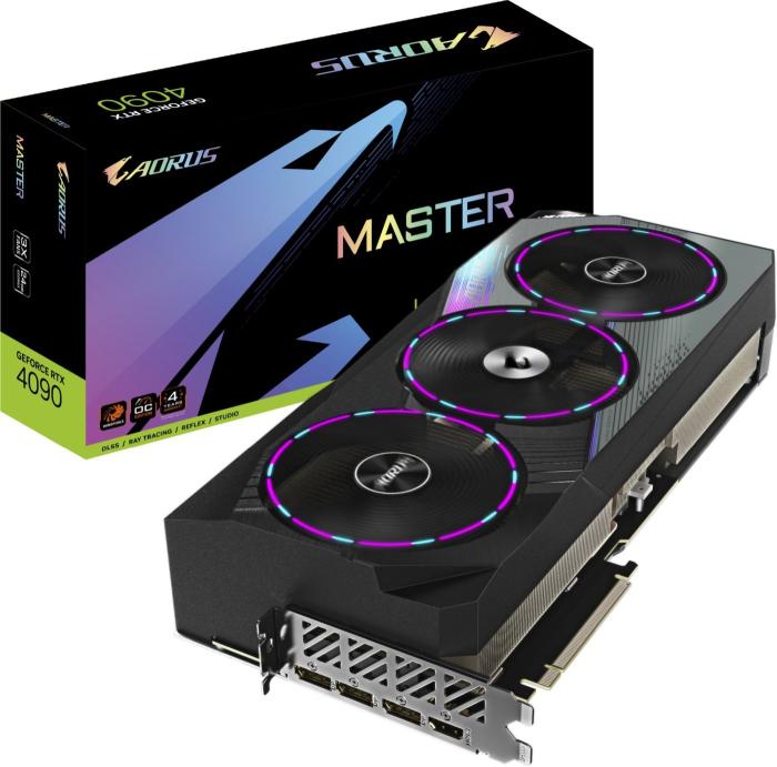 GeForce PCI-E RTX4090 Gigabyte 24GB GDDR6X Aorus Master [GV-N4090AORUS M-24GD] (1xHDMI 2.1, 3xDP 1.4a) (384-bit, PCI-E 4.0)