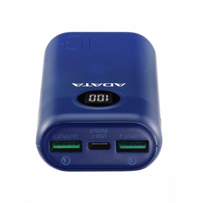 Power Bank A-Data P10000QCD 10000mAh 2xUSB 3.0, USB-C QC, PD (niebieski) [AP10000QCD-DGT-CDB]