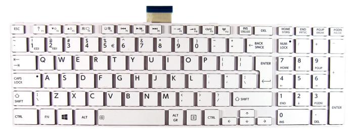 Klawiatura do notebooka Toshiba Satellite C850 C850D C855 C855D C870 C870D L850 L850D L855 L855D L870D L870 biała wyspowa, pionowy enter [K0140]