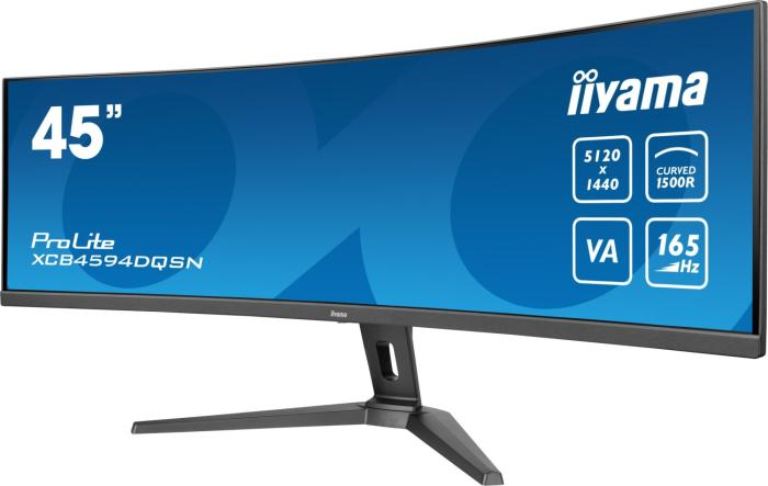 45’’ Iiyama ProLite XCB4594DQSN-B1 (VA LED, 5120x1440, 450, 0.8ms, 100%sRGB, HDR400, 165Hz) (2xHDMI 2.1, 1xDP 1.4, 1xUSB-C 3.0/DP 1.4, 3xUSB-A 3.0) głośniki (2x3W), czarny