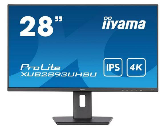 28’’ Iiyama ProLite XUB2893UHSU-B5 (IPS LED, 3840x2160, 300, 3ms, 100% sRGB, 1mld, 60Hz) (HDMI, DP, 2xUSB 3.0, 2xUSB 2.0, MiniJack) pivot, czarny, głośniki