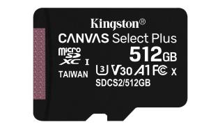 Secure Digital 512GB Kingston Micro SDXC CANVAS Select Plus 100R Class 10 A1 UHS-I (100/85MB/s) [SDCS2/512GBSP]