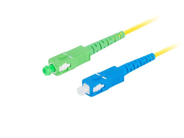 Lanberg patchcord światłowód SM SC/APC-SC/UPC SIMPLEX 3mm LSZH G657A1 żółty (1m) [FO-SASU-SS21-0010-YE]