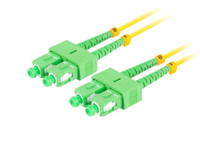 Lanberg patchcord światłowód SM SC/APC-SC/APC DUPLEX 3mm LSZH G657A1 żółty (5m) [FO-SASA-SD11-0050-YE]