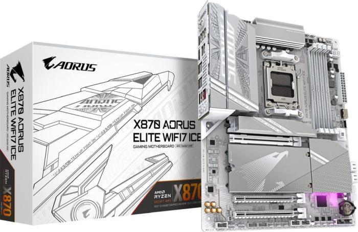 Gigabyte X870 AORUS ELITE WIFI7 ICE (AMD X870) [AM5, 4xDDR5 do 8200MHz, (HDMI 2.1) (4xM.2, 1xPCIe 5.0 x16, 1xPCIe 4.0 x16 (x4), 1xPCIe 3.0 x16 (x2)), WiFi 7, BT 5.4, ATX]