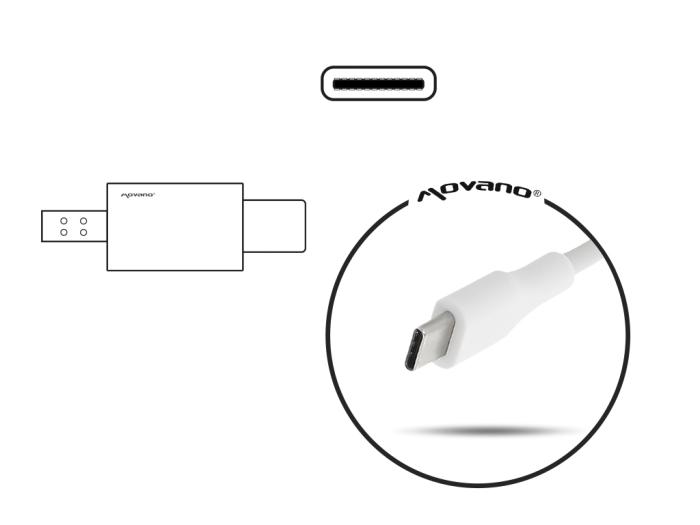 Movano zasilacz do laptopów USB-C 65W (100-240V 5V/2A, 5V/3A, 9V/3A, 12V/3A, 14.5V/2A, 15V/3A, 20V/1.5A, 20V/2.25A, 20V/3A, 20V/3.25A) [USBC65W]