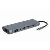 Gembird USB-C (1xUSB-C, 4xUSB 3.1, 1xVGA, 1xHDMI, 1xDP, 1xLAN, 1xCzytnik kart, 1xAudio) [A-CM-COMBO8-01]