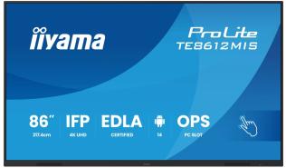 (86) 85.6 Iiyama ProLite TE8612MIS-B4AG (VA, 3840x2160, 400, 6.5ms, 60Hz) (2 x HDMI 2.0 / 1 x VGA) głośniki