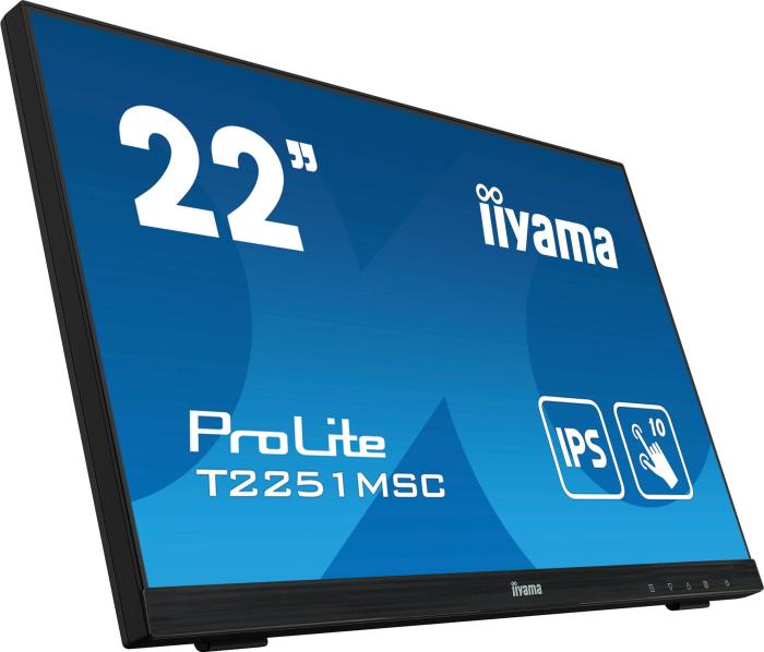 22’’ Iiyama T2251MSC-B1 (IPS dotykowy, 1920x1080, 250, 5 000 000:1, 7ms, 60Hz) (VGA, HDMI, DP, USB 2.0) (VESA) głośniki, czarny
