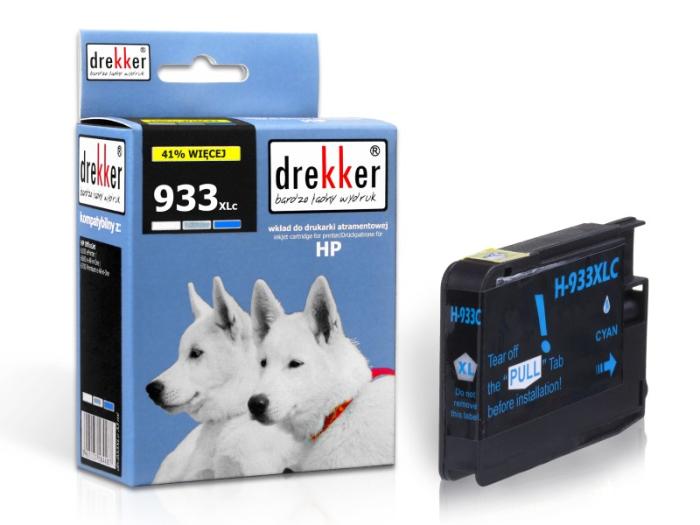 DH-933XLC (933XL) - cyan wkład z atramentem Drekker, 12 ml, 1200 stron (zastępuje CN054AE) (HP OfficeJet 6100 ePrinter, 6600 e-All-in-One, 6700 Premium e-All-in-One, 7610 (CR769A), 7612)