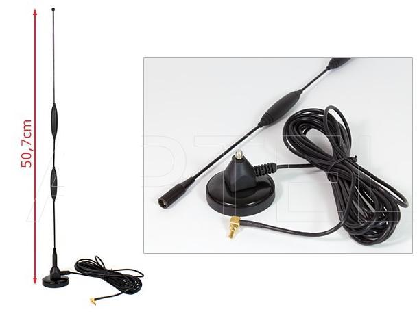 Antena do modemów GSM/UMTS/3G 11dBi, złącze CRC9 (TS5) z przewodem 5.0 m [Huawei E122, E173, E150 itp.) [AK210]