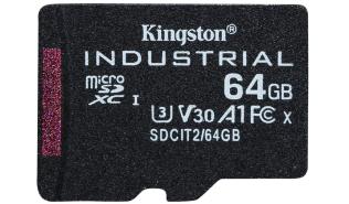 Secure Digital 64GB Kingston Industrial Micro SDXC Class 10 UHS-I U3 V30 A1F pSLC Card + adapter SD [SDCIT2/64GB]