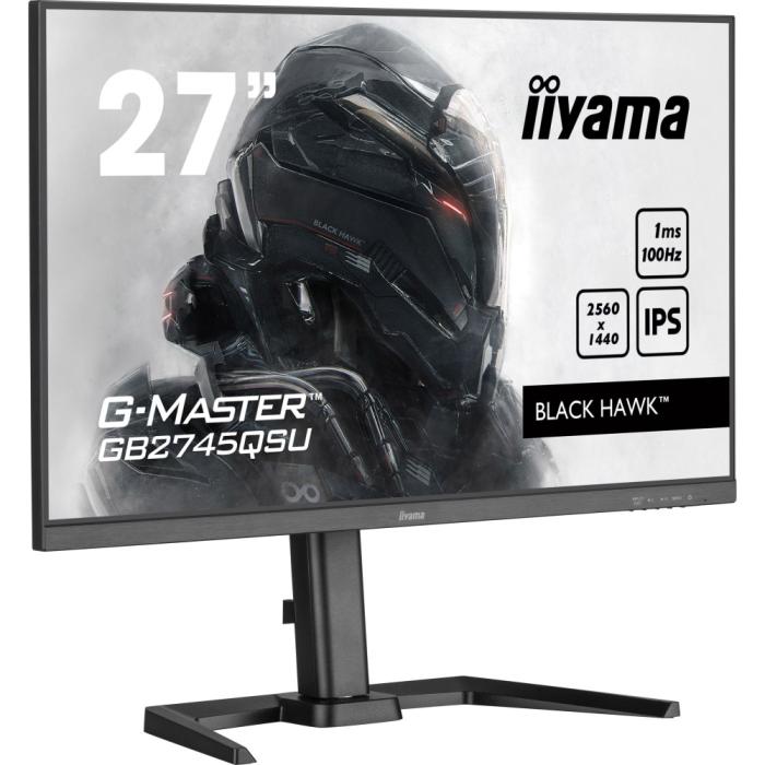 27’’ Iiyama G-Master GB2745QSU-B1 (IPS LED, 2560x1440, 250, 1ms, 100Hz) (HDMI, DP, 2xUSB 2.0, Audio) vesa, pivot, głośniki (2x2W), czarny
