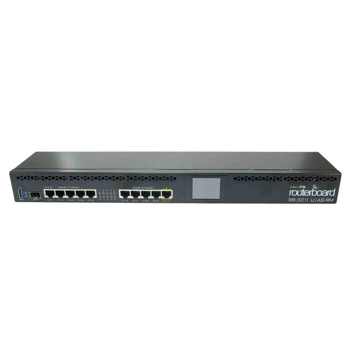 MikroTik RouterBOARD dual-core 1.4GHz CPU, 1GB RAM, 10x LAN, 1x SFP, 1x USB 3.0, vč. L5 licence [RB3011UiAS-RM]