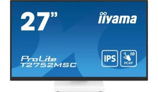 (27) Iiyama T2752MSC-W1 (IPS dotykowy, 1920x1080, 5ms, 60Hz) (HDMI, DP, USB 3.2) głośniki, biały