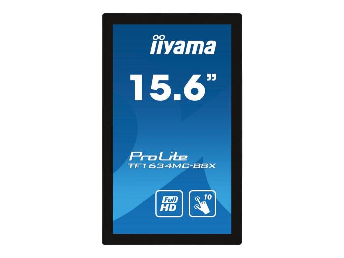 16’’ Iiyama TF1634MC-B8X A (IPS LED dotykowy, 1920x1080, 405, 25ms, 60Hz) (1xVGA, 1xHDMI 1.4, 1xDP) czarny