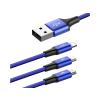 Baseus 3w1 kabel ładowania i transmisji (3A) USB micro, Lightning, USB-C (M) / USB (M) (1.2 m) (niebieski) [CAMLT-SU13]