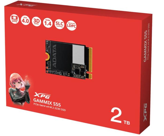 Adata XPG Gammix S55 2TB SSD M.2 2230 PCIe Gen4x4 NVMe TLC (TBW 450TB) (5000/3200 MB/s) [SGAMMIXS55-2T-C]