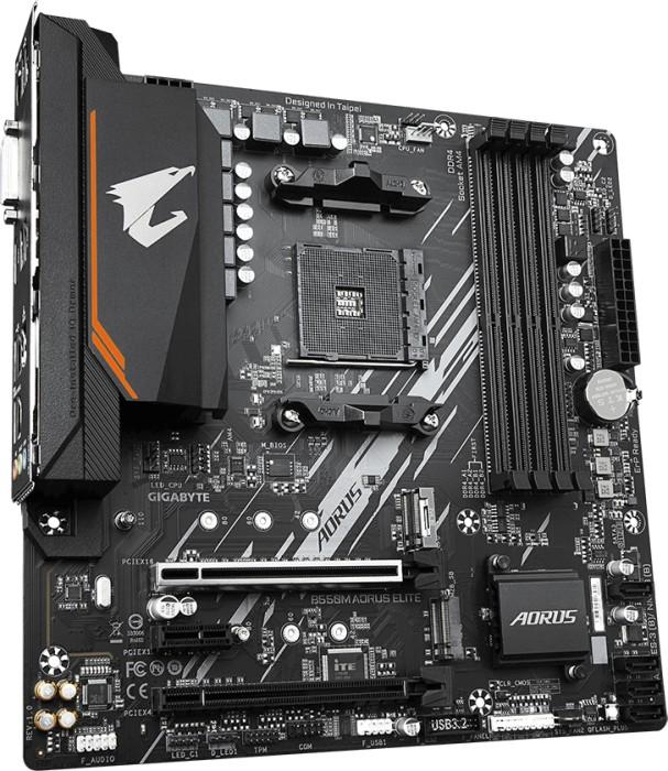 Gigabyte B550M AORUS ELITE (AMD B550) [AM4, 4xDDR4 do 4733MHz, (DVI, HDMI 2.1) (2xM.2, 1xPCIe 4.0 x16, 1xPCIe 3.0 x16 (x4), 1xPCIe 3.0 x1), micro ATX]