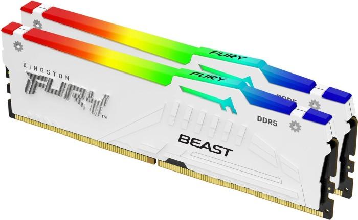 DDR5 128GB (4x32GB) 5600 MHz Kingston Fury Beast White RGB XMP CL40 1.25V [KF556C40BWAK4-128]