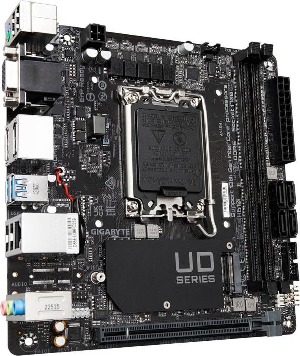 Gigabyte H610I (Intel H610) [S1700, 2xDDR5 do 5600MHz, (VGA, HDMI 2.1, 2xDP 1.2) (1xM.2, 1xPCIe 4.0 x16), mini ITX]