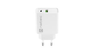 Ładowarka sieciowa Natec Ribera Quick Charge 3.0 1xUSB-C/1xUSB-A (5V-12V/3A/20W) (biały) [NUC-2061]
