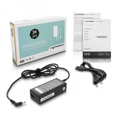 Movano zasilacz do laptopa HP 19.5V / 3.33A / 65W z wtyczką 4.5x3.0 mm + PIN [HP195333P]