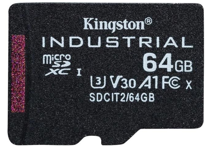Secure Digital 64GB Kingston Industrial Micro SDXC Class 10 UHS-I U3 V30 A1F pSLC Card + adapter SD [SDCIT2/64GB]