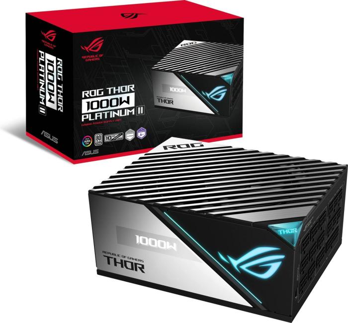 Asus ROG THOR (1000W) Platinum Aura Sync, OLED display (1x135mm) Modularny 80+Platinum II (CPU 2x4+4) (PCI-E 8x6+2, 1x12+4) (6xMolex, 12xSATA) [ROG-THOR-1000P2-GAMING]