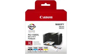 PGI-1500XL C, M, Y, BK [9182B004] - CMYK, oryginalne wkłady z atramentem Canon, 34,7 + 3 x 12 ml (Canon MAXIFY MB 2050, 2550, 2350)