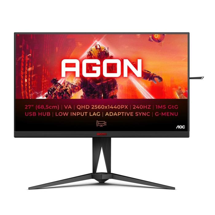 27’’ AOC Agon AG275QXN/EU (VA WLED, 2560x1440, 400, 1ms, 98% sRGB, HDR400, 165Hz) (2xHDMI 2.0, 2xPD 1.4, 4xUSB 3.2) pivot, czarny