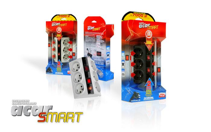 Acar Smart (3.0m) 6 gniazd (czarny) [W0154]