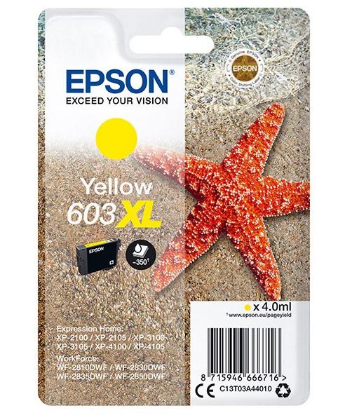 C13T03A44010 (603XL) - yellow, oryginalny wkład z atramentem Epson, 3,4 ml, 150 stron (Epson XP-2100 XP-2105 XP-2150 XP-2155 XP-3100 XP-3105 XP-3150 XP-3155 XP-4100 XP-4105, XP-4105 XP-4150)
