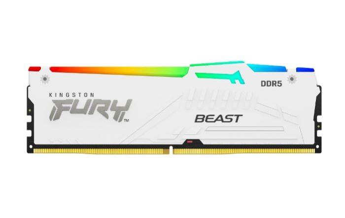 DDR5 64GB (2x32GB) 5600 MHz Kingston Fury Beast White RGB XMP CL40 40-40-40 1.25V [KF556C40BWAK2-64]