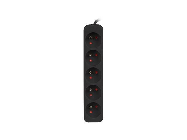 Lanberg PS0 PL do UPS (1.5m) czarny (5 gniazd bez wyłącznika) [PS0-05E-0100-IEC-BK]