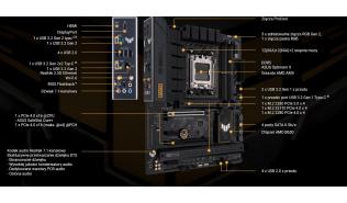 Asus TUF GAMING B650-PLUS WIFI (AMD B650) [AM5, 4xDDR5 do 7600MHz, (HDMI 2.1, DP 1.4) (3xM.2, 1xPCIe 4.0 x16, 1xPCIe 4.0 x16 (x4), 2xPCIe 4.0 x1), WiFi 6, BT 5.2, ATX]