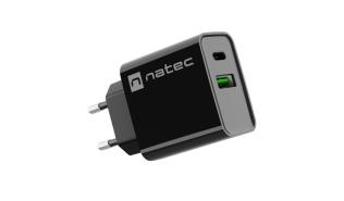 Ładowarka sieciowa Natec Ribera Quick Charge 3.0 1xUSB-C/1xUSB-A (5V-12V/3A/20W) (czarny) [NUC-2062]