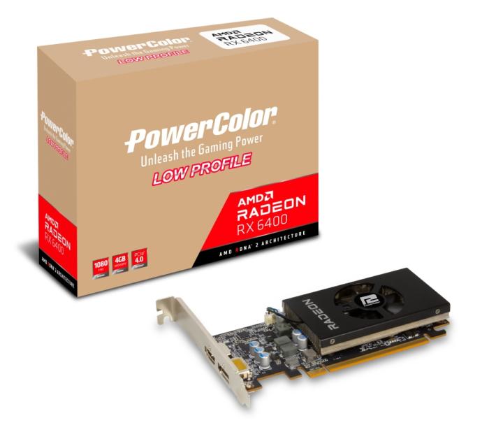 Radeon RX 6400 PowerColor 4GB GDDR6 Low Profile BOX [AXRX 6400 LP 4GBD6-DH] (1xHDMI 2.1, 1xDP 1.4a) (64-bit, PCI-E 4.0)