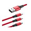 Baseus 3w1 kabel ładowania i transmisji (3A) USB micro, Lightning, USB-C (M) / USB (M) (1.2 m) (czerwony) [CAMLT-SU09]